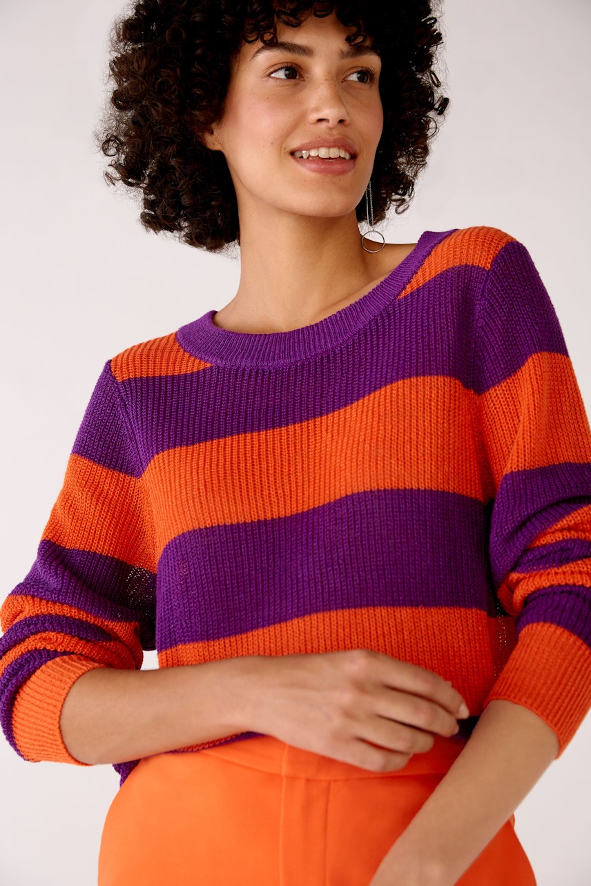 Bild 5 von Knitted pullover with stripes in lilac orange | Oui