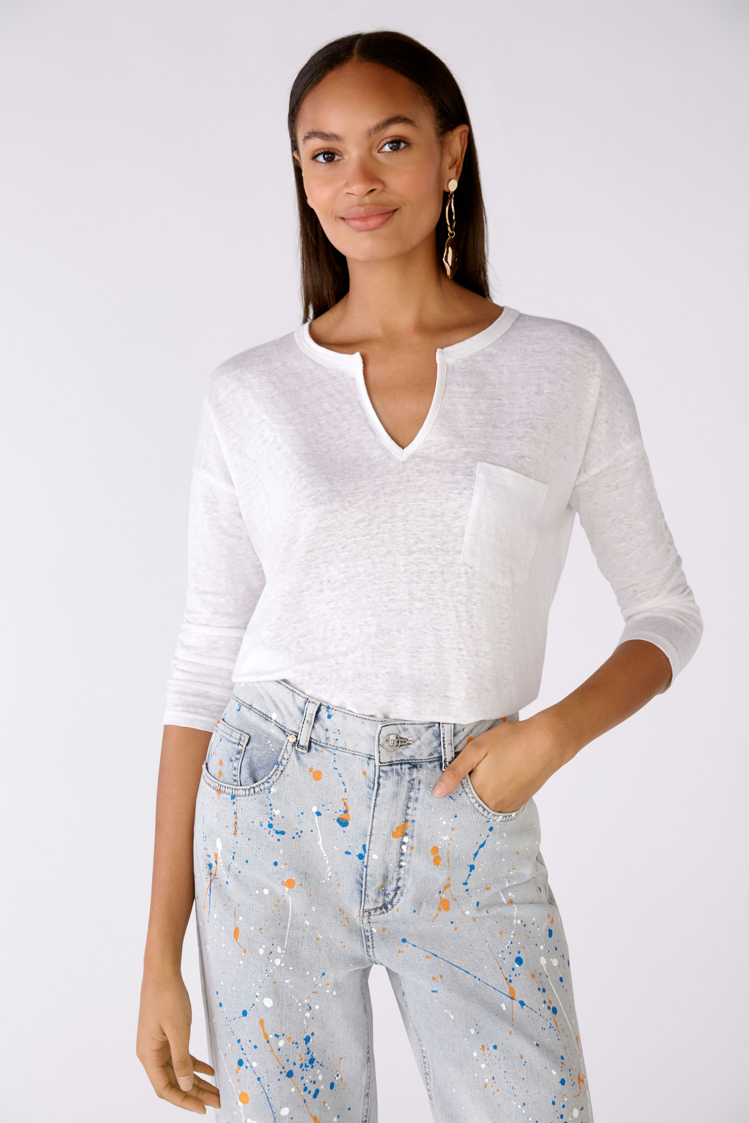 Bild 2 von T-shirt 100% linen in optic white | Oui