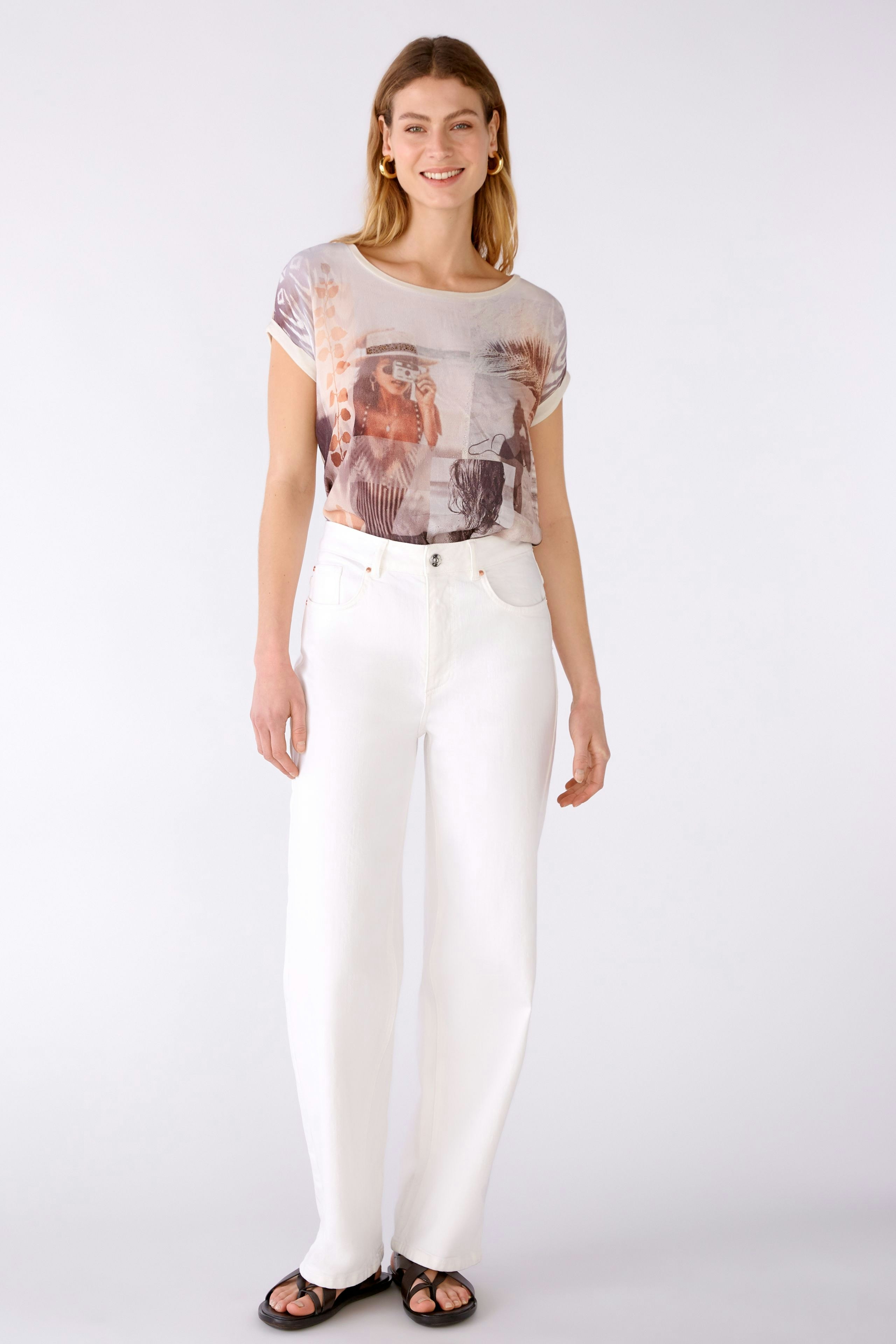 Bild 1 von Blouse shirt viscose patch in white camel | Oui