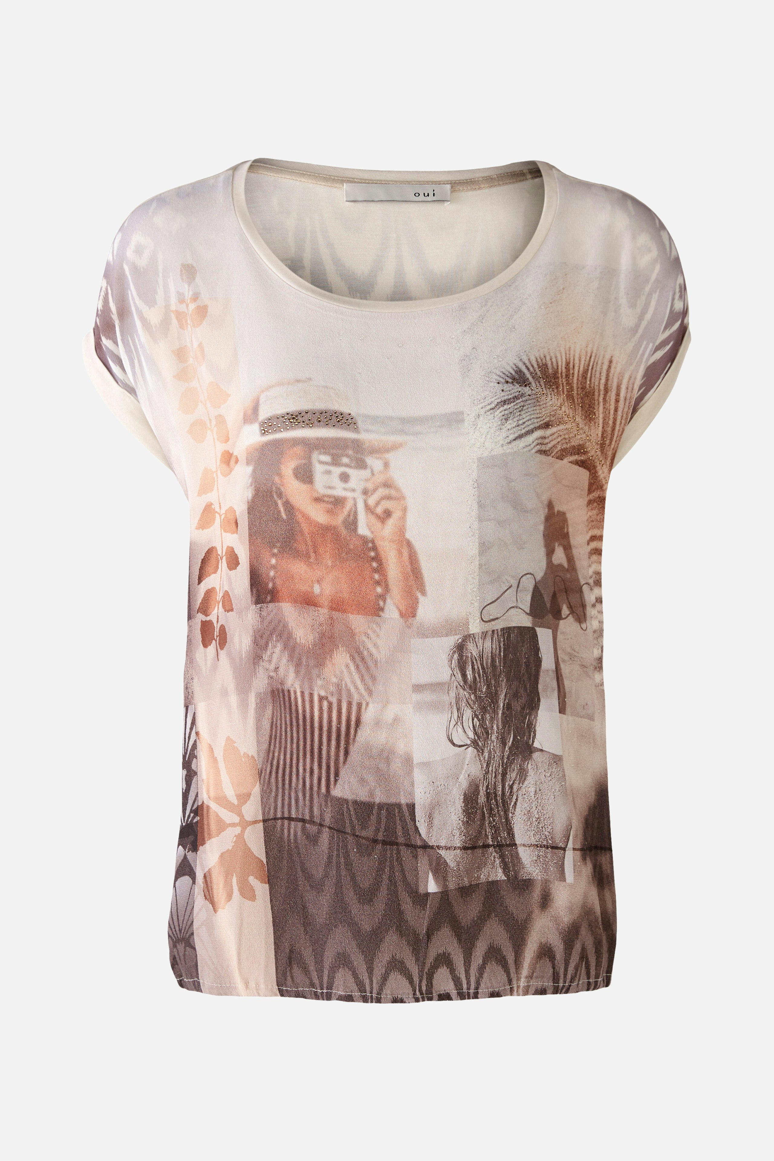 Bild 5 von Blouse shirt viscose patch in white camel | Oui