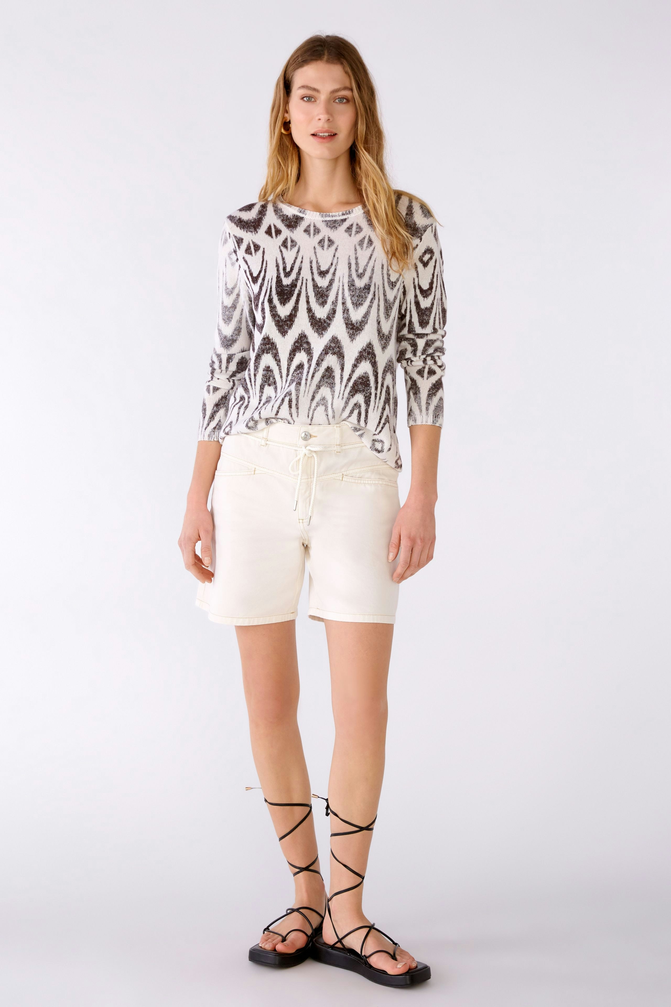 Bild 1 von Knitted pullover 100% cotton in offwhite brown | Oui