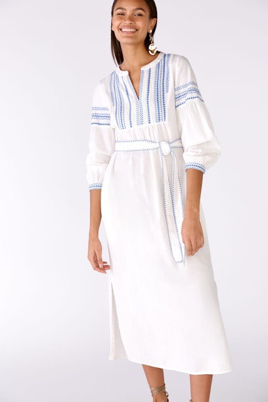 Bild 5 von Maxi dress made of cotton with contrast embroidery in white blue | Oui