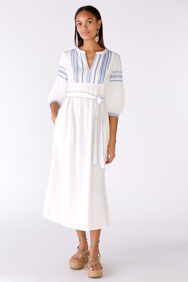Bild 1 von Maxi dress made of cotton with contrast embroidery in white blue | Oui