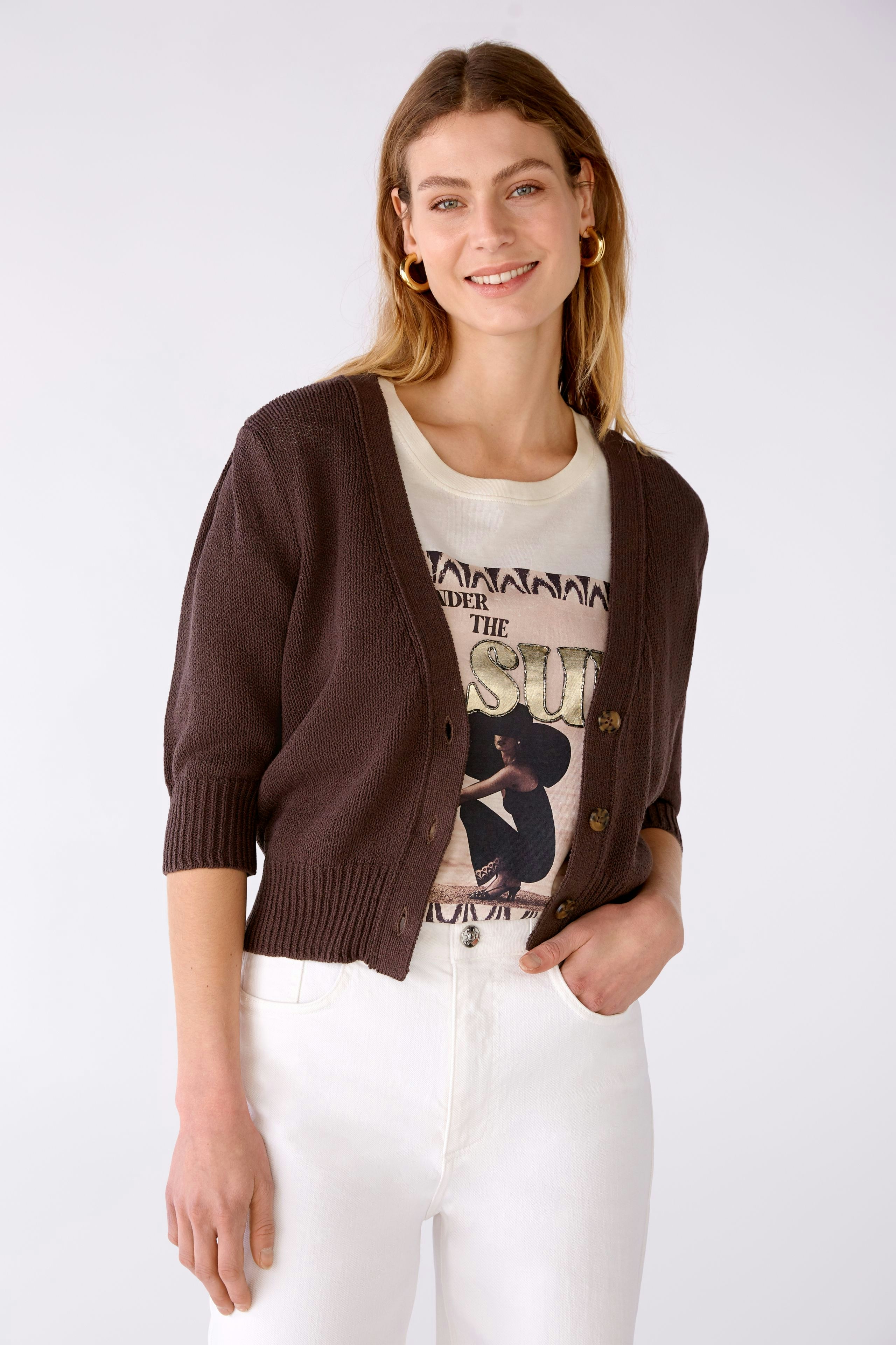 Bild 2 von Cardigan 100% cotton in chocolate fudge | Oui