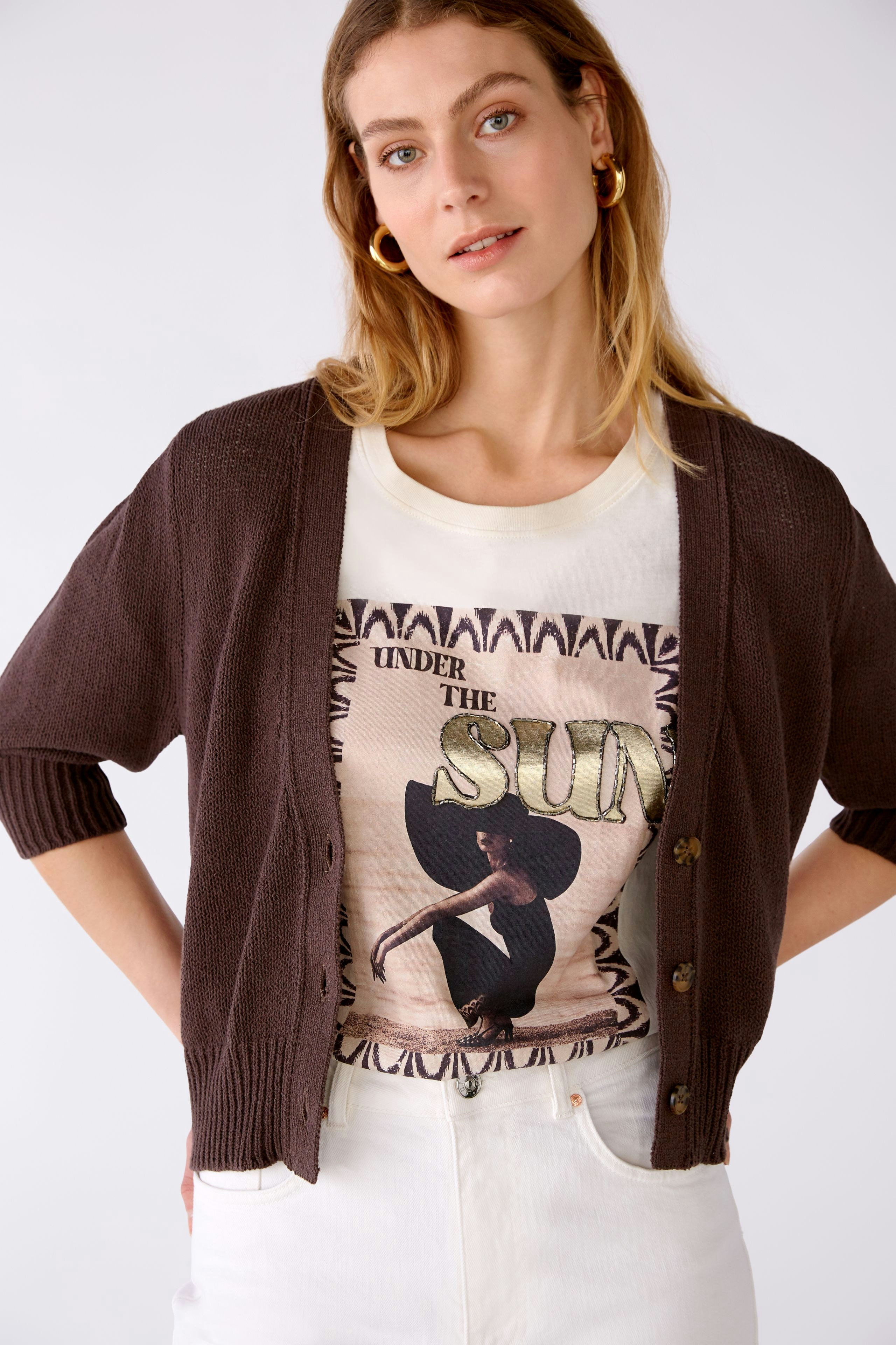 Bild 4 von Cardigan 100% cotton in chocolate fudge | Oui