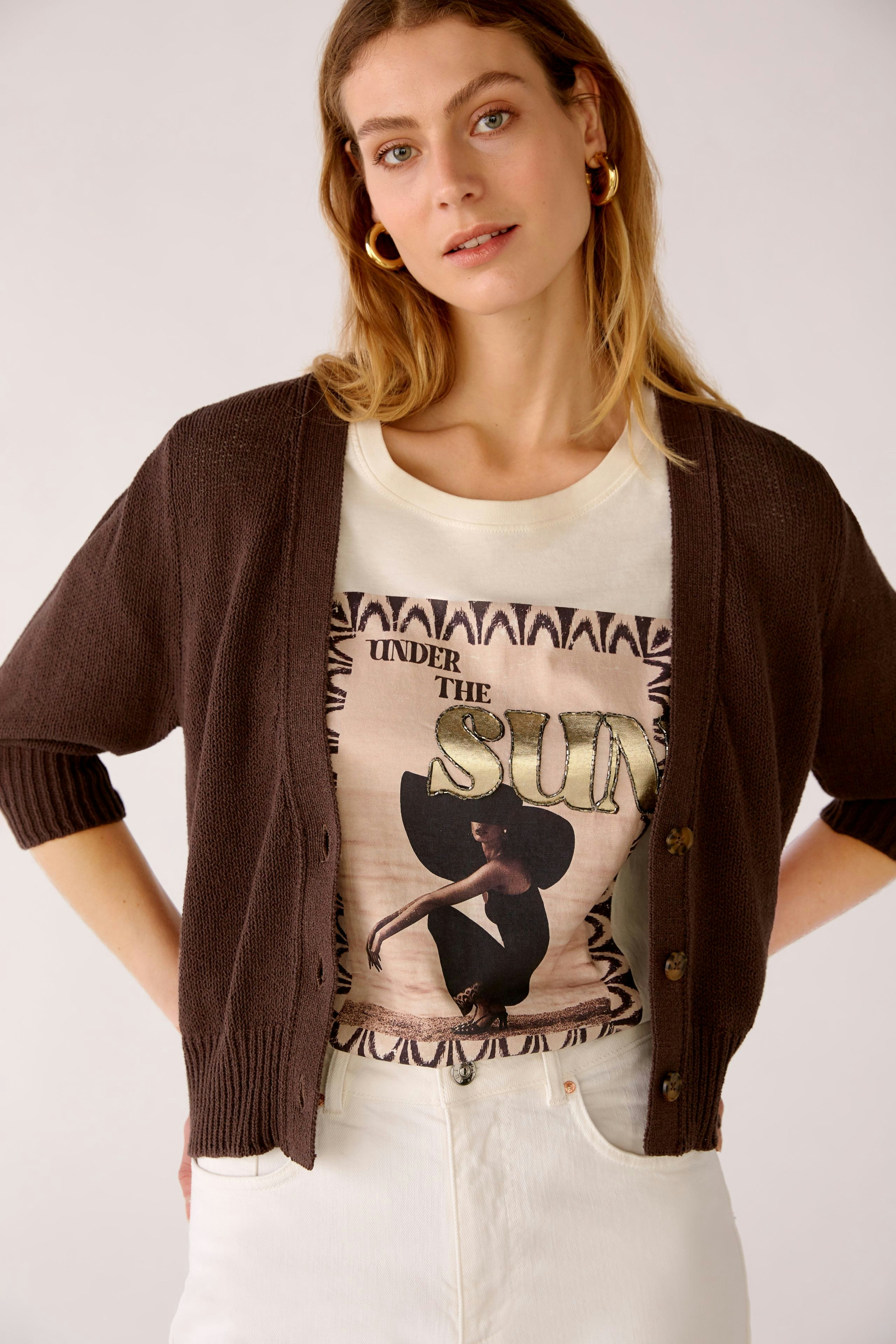 Bild 5 von Cardigan 100% cotton in chocolate fudge | Oui