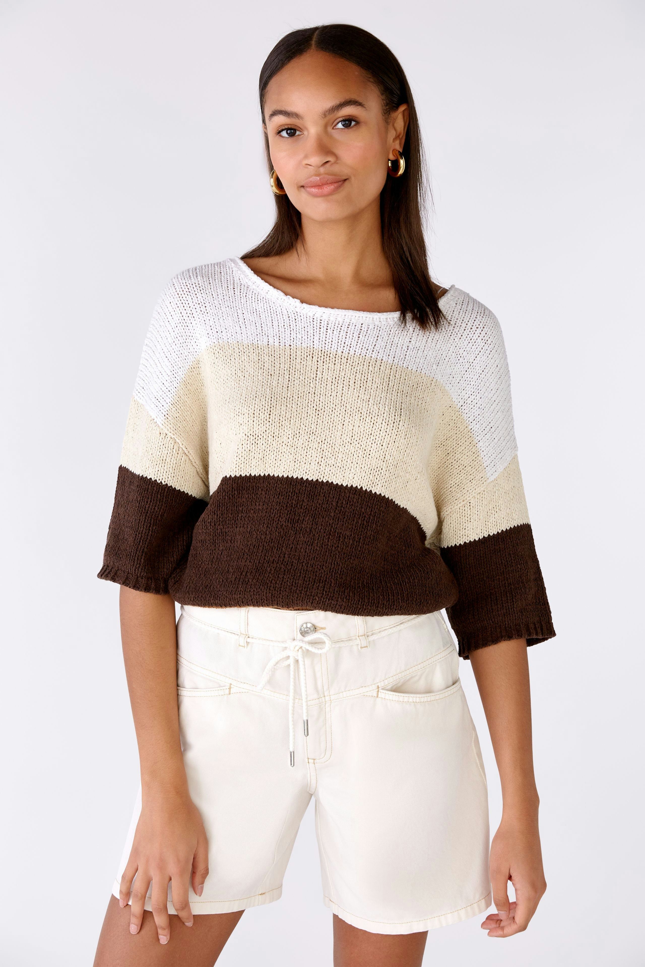 Bild 2 von Knitted pullover cotton blend in dk brown white | Oui