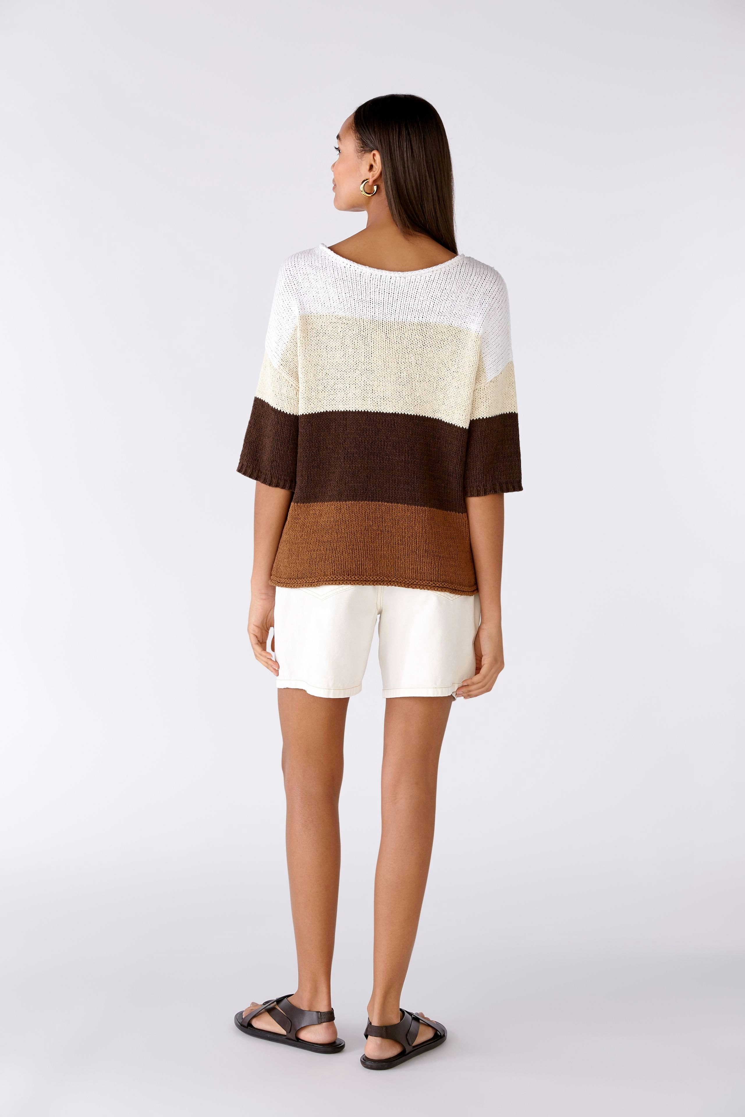 Bild 3 von Knitted pullover cotton blend in dk brown white | Oui