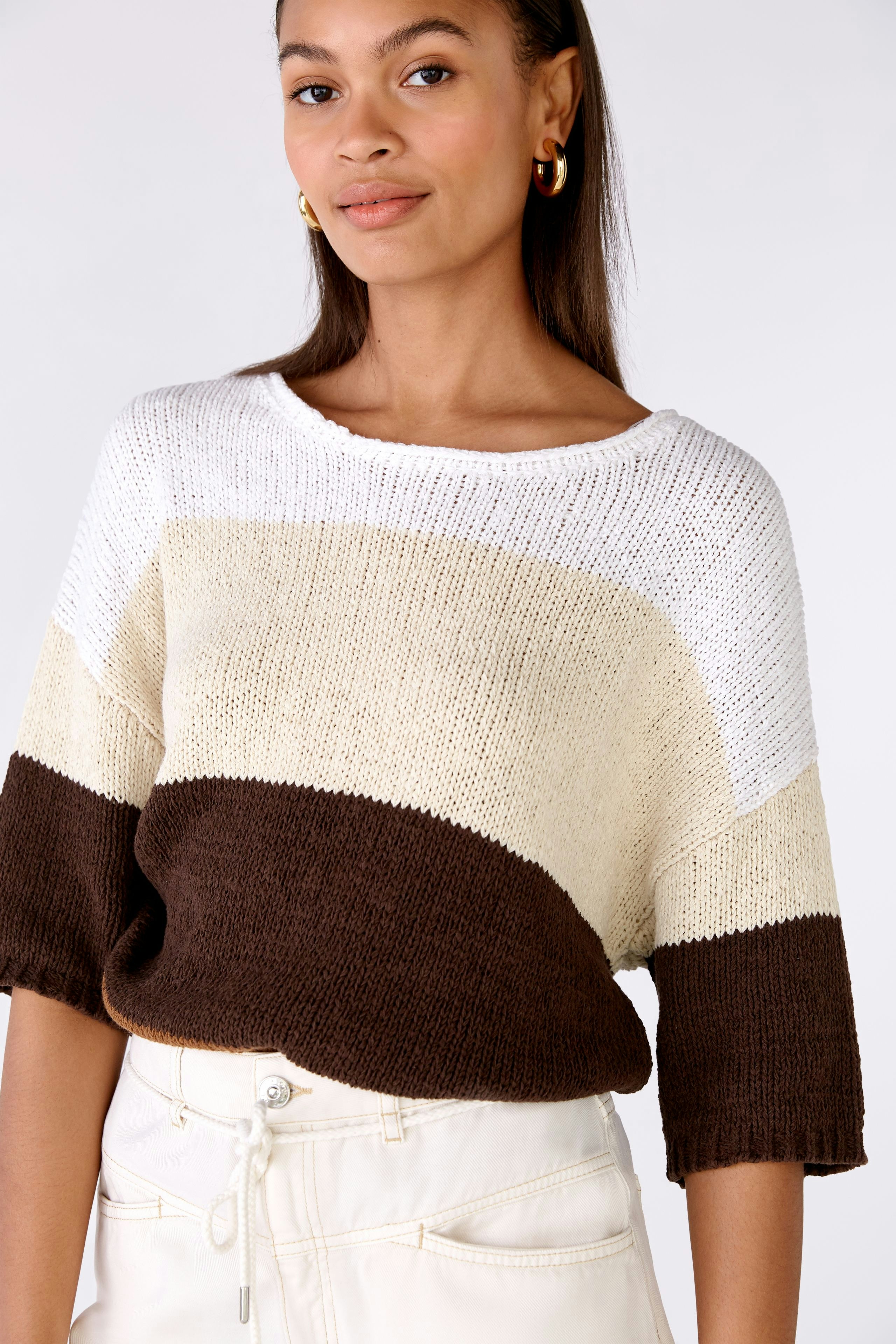 Bild 4 von Knitted pullover cotton blend in dk brown white | Oui
