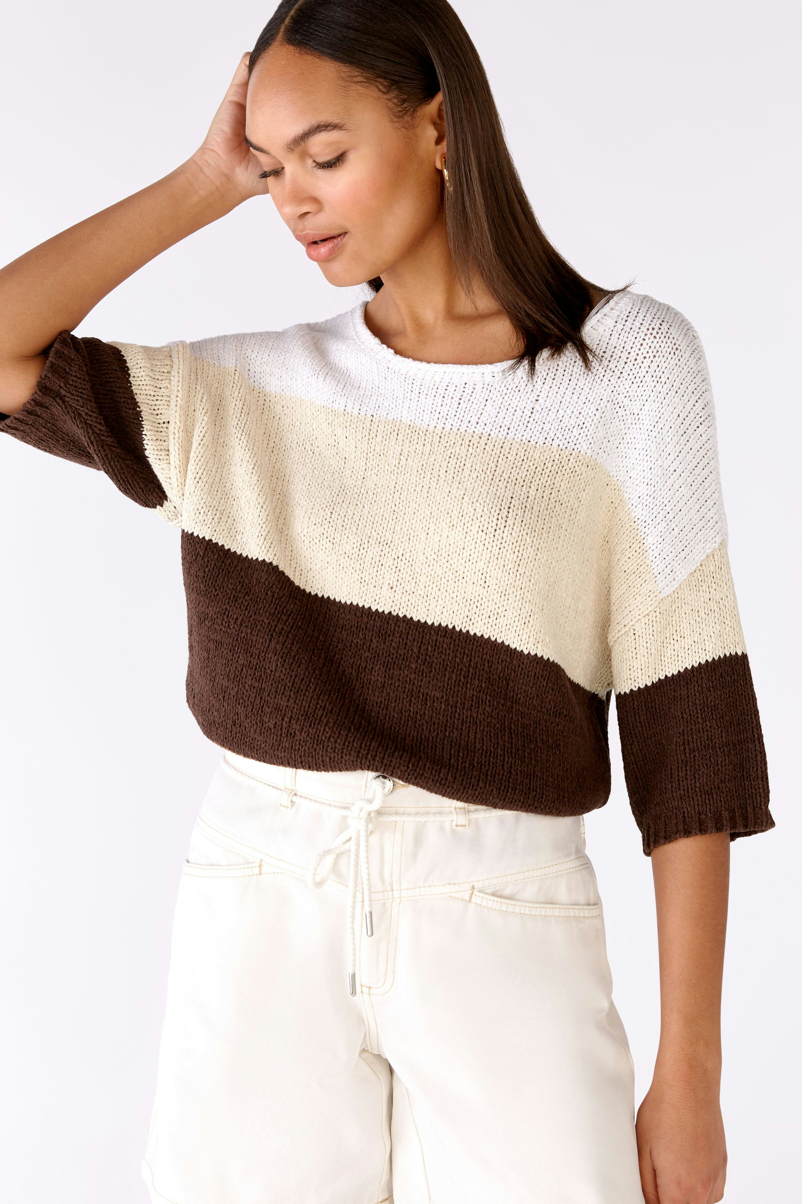 Bild 5 von Knitted pullover cotton blend in dk brown white | Oui