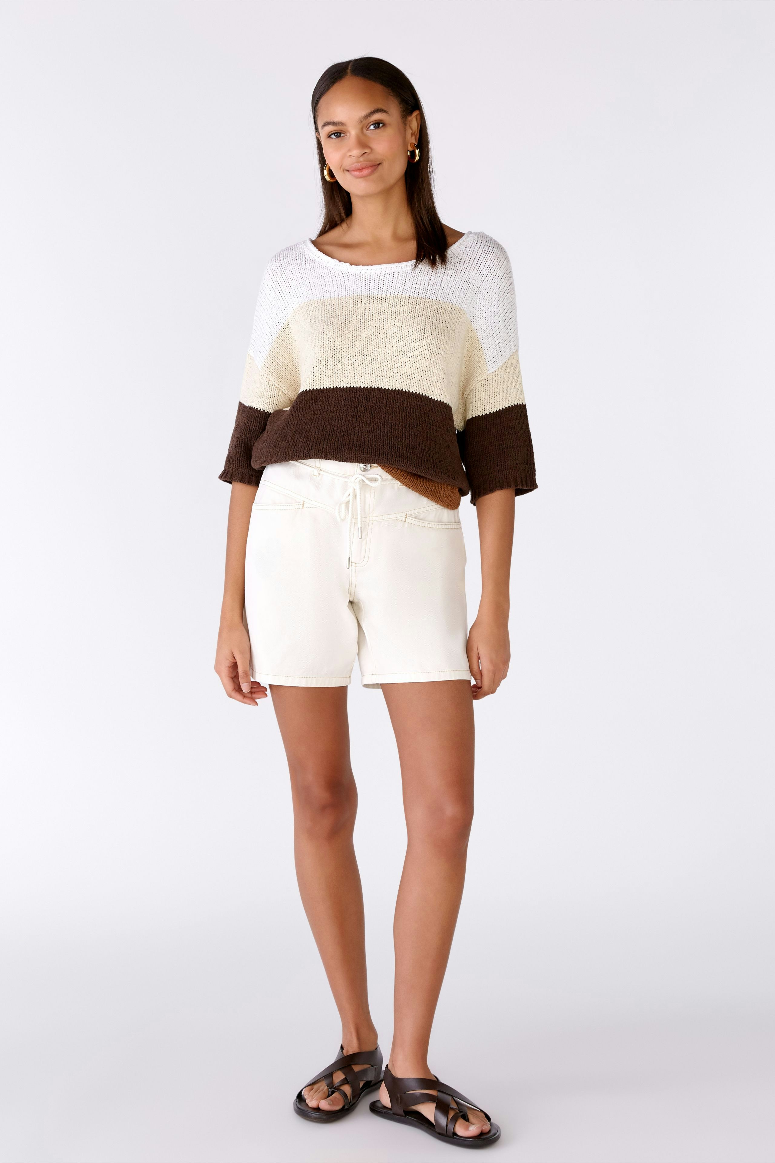 Bild 1 von Knitted pullover cotton blend in dk brown white | Oui