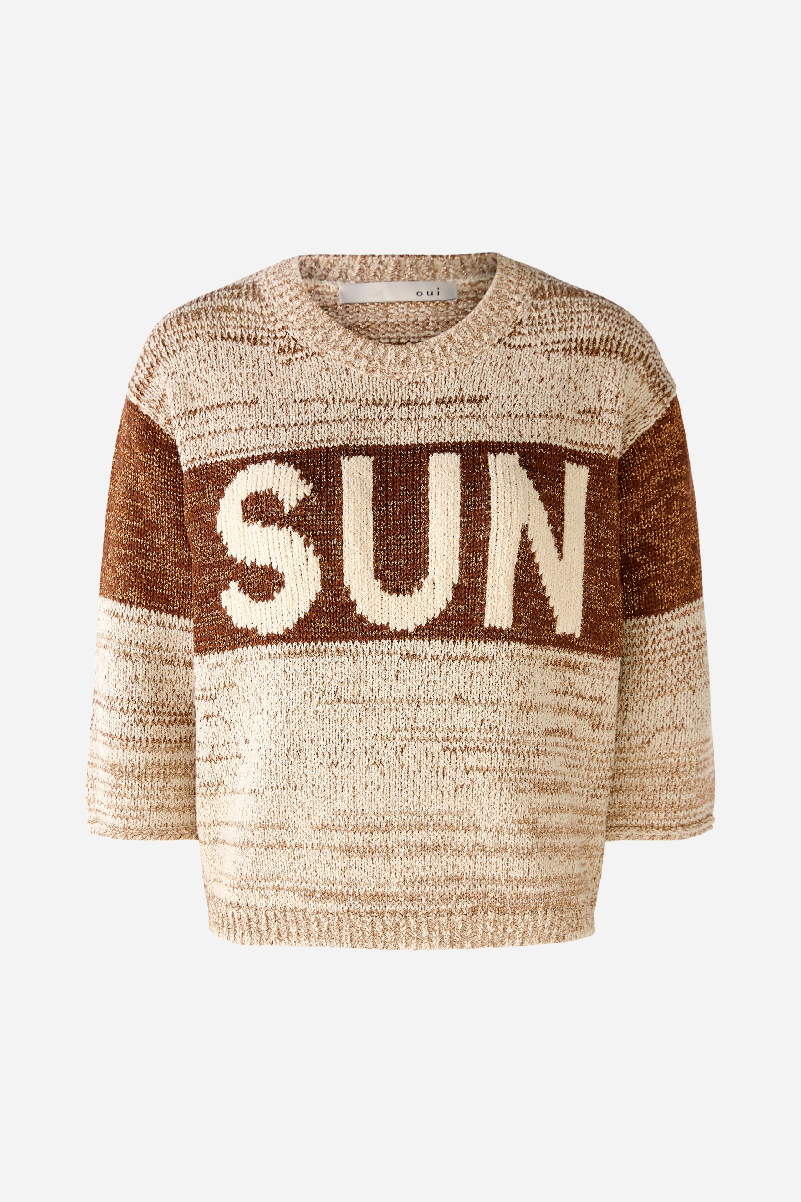 Bild 2 von Knitted pullover cotton blend with lure twist in offwhite brown | Oui