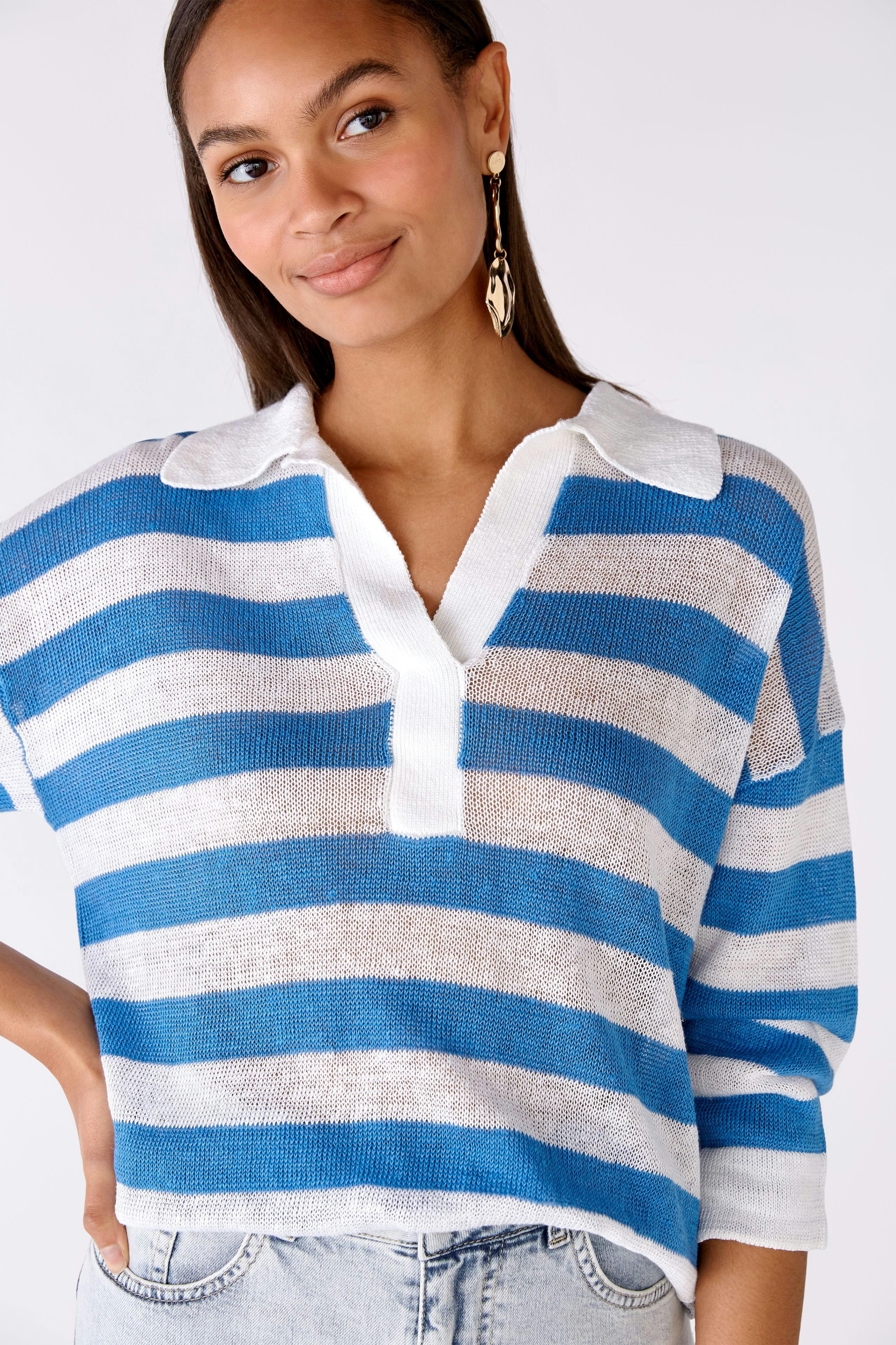 Bild 4 von Knitted pullover 100% linen in white blue | Oui