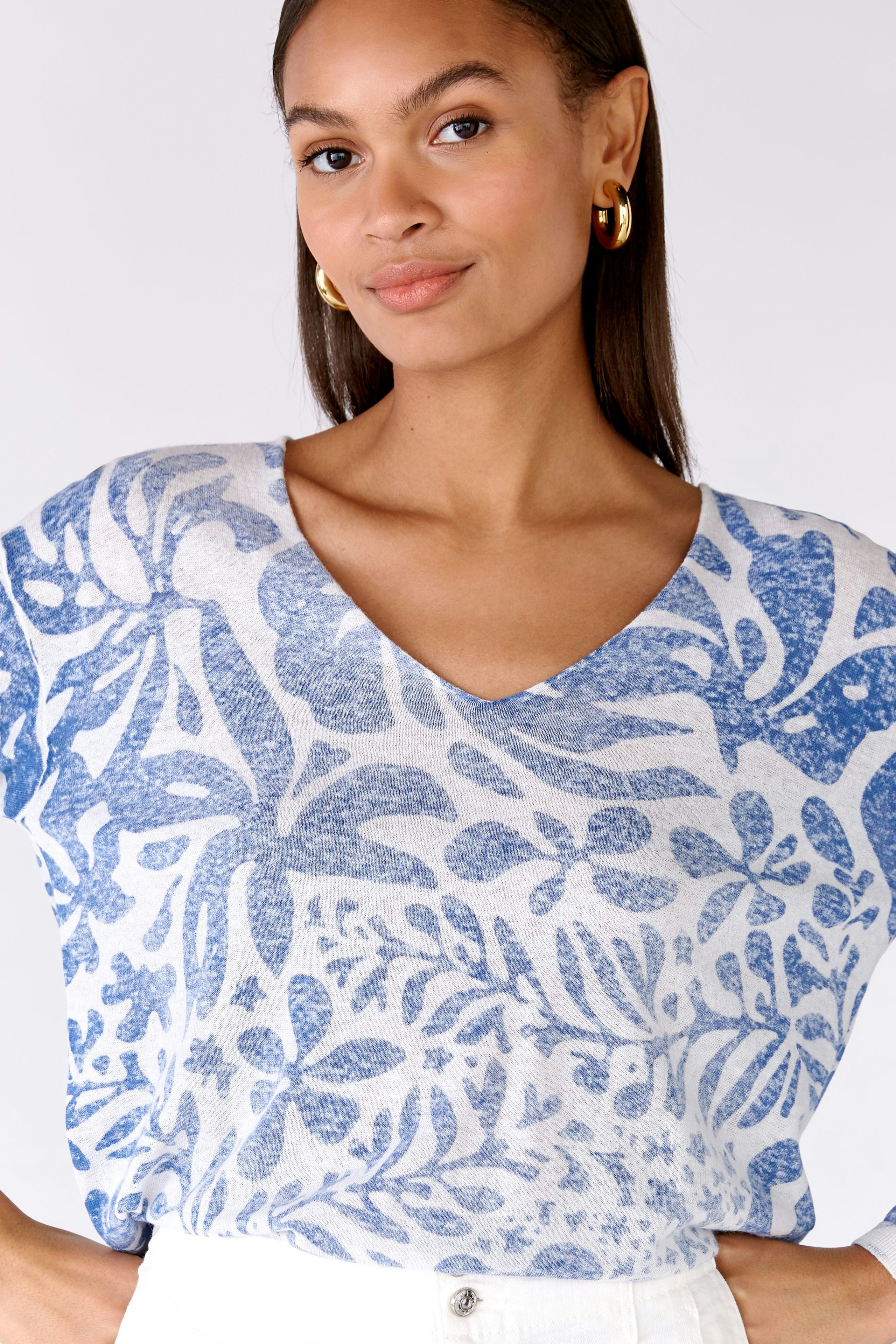 Bild 4 von Strickpullover Leinen-Baumwollmischung in white blue | Oui