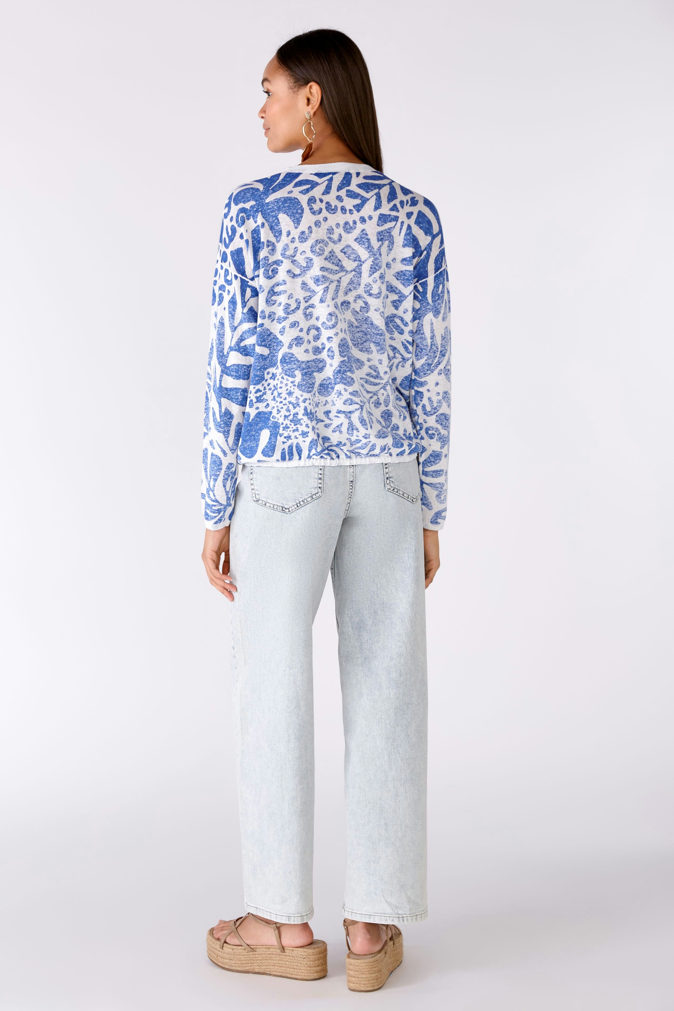 Bild 3 von Cardigan linen-cotton blend in white blue | Oui