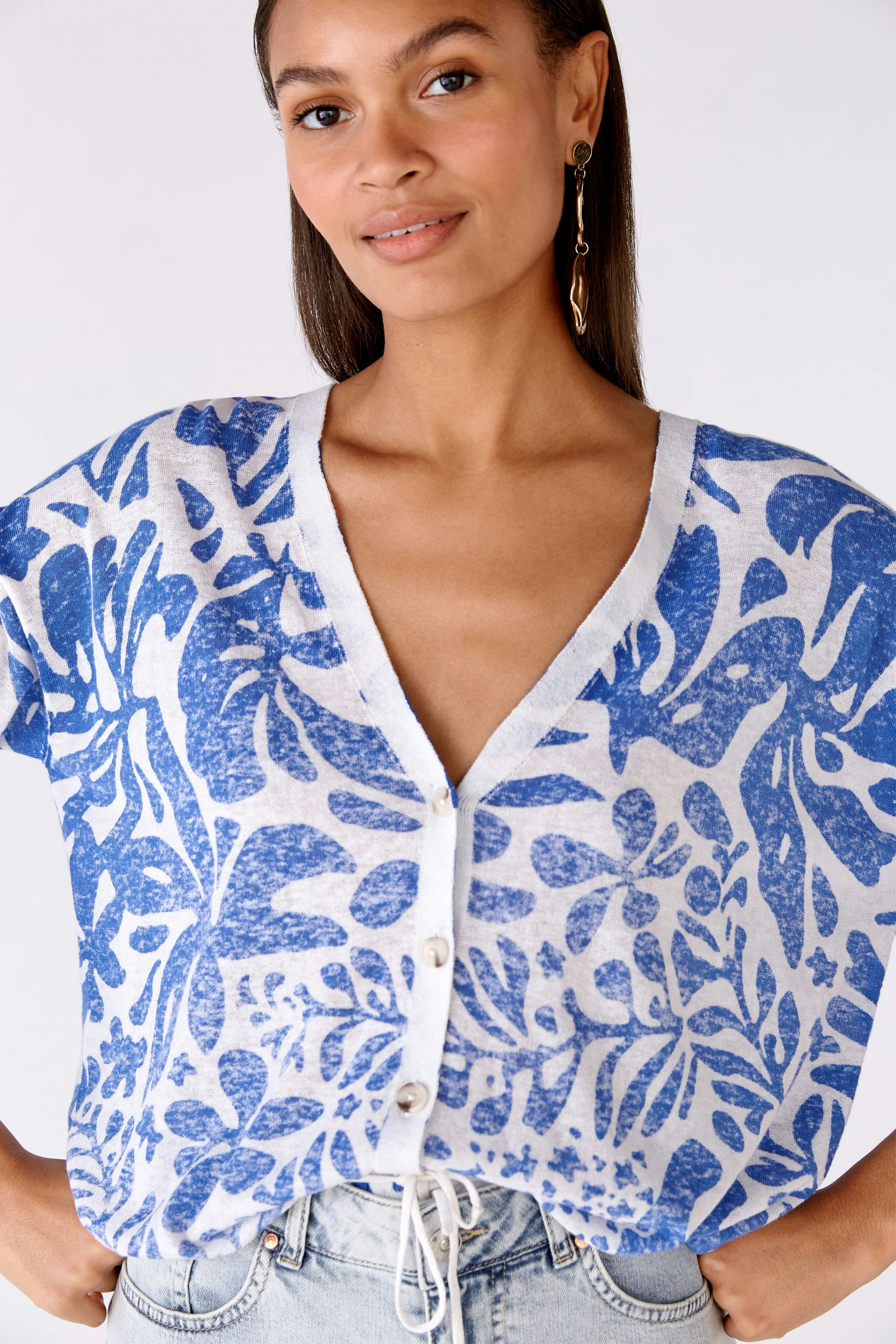 Bild 4 von Cardigan linen-cotton blend in white blue | Oui