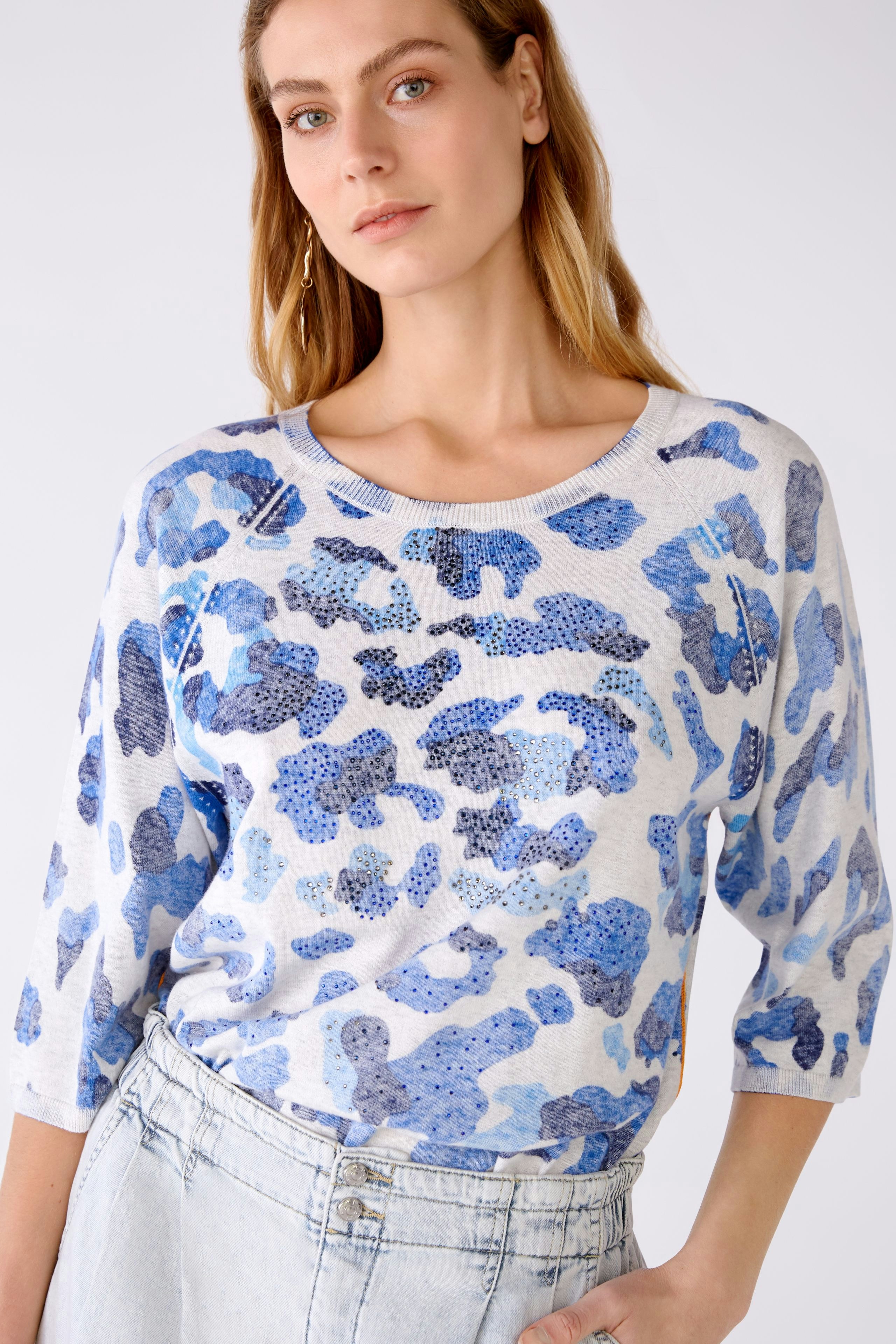 Bild 4 von Knitted pullover 100% cotton in lt grey blue | Oui