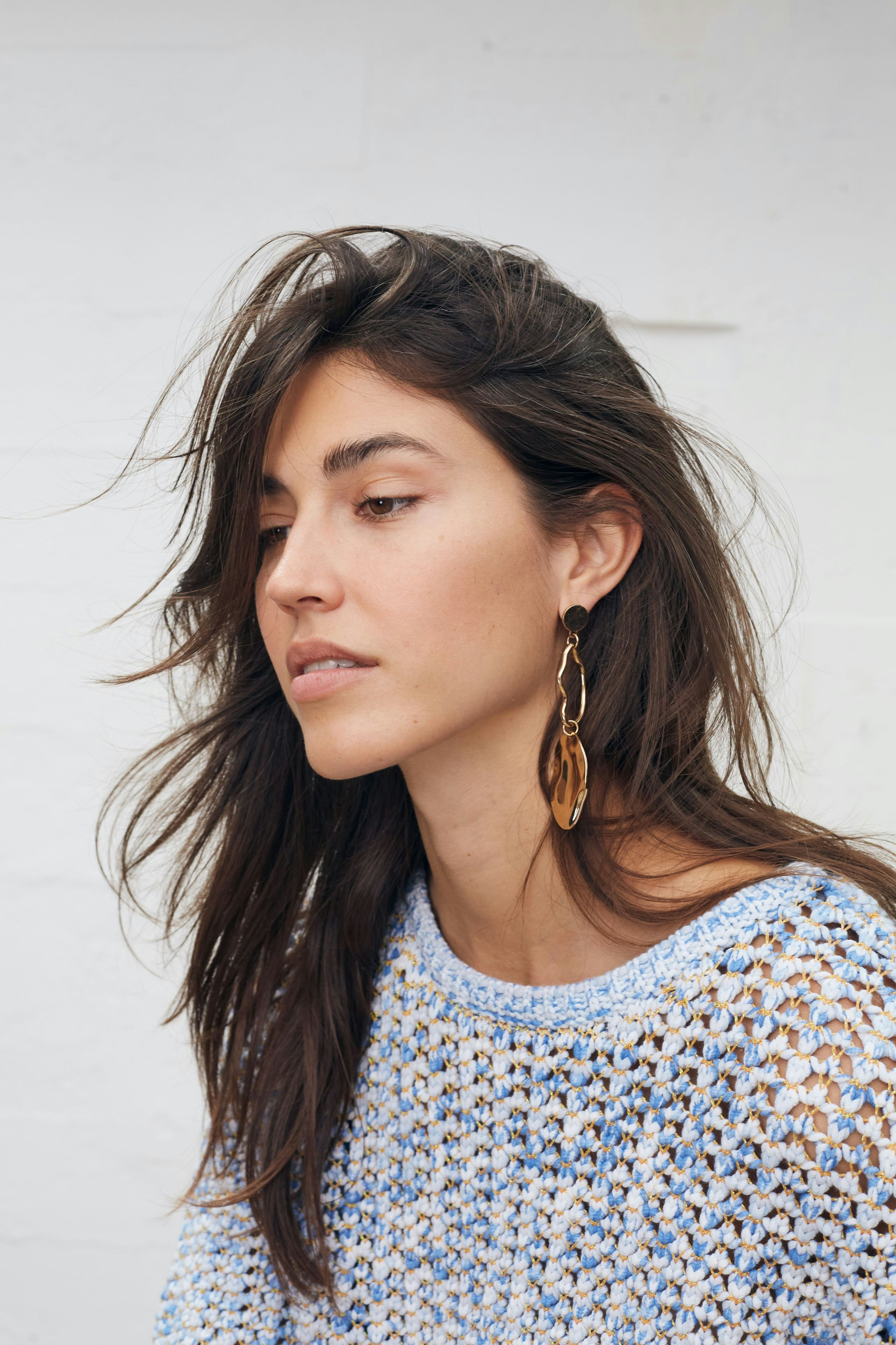 Bild 1 von Knitted pullover made from a bum wool blend in lt blue orange | Oui