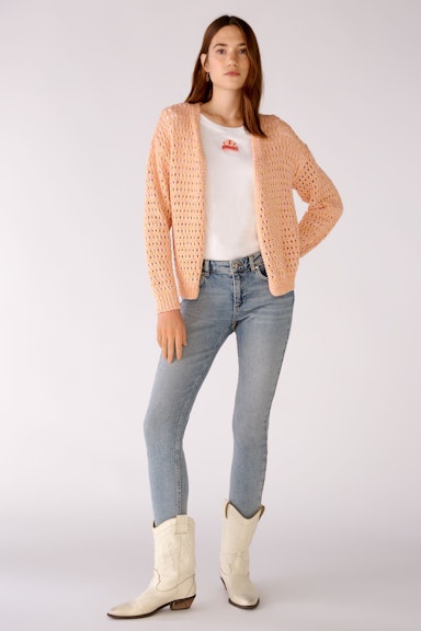 Bild 2 von Cardigan in cotton yarn with a moulinised look in rose orange | Oui