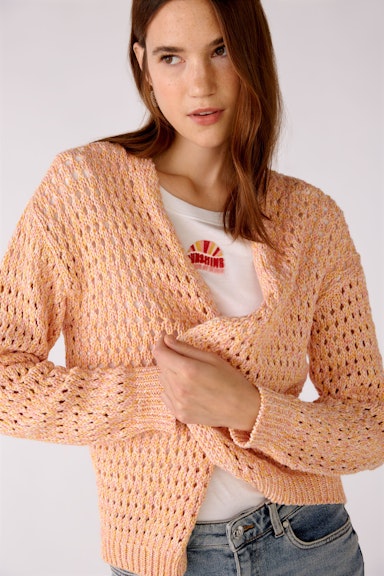 Bild 5 von Cardigan in cotton yarn with a moulinised look in rose orange | Oui