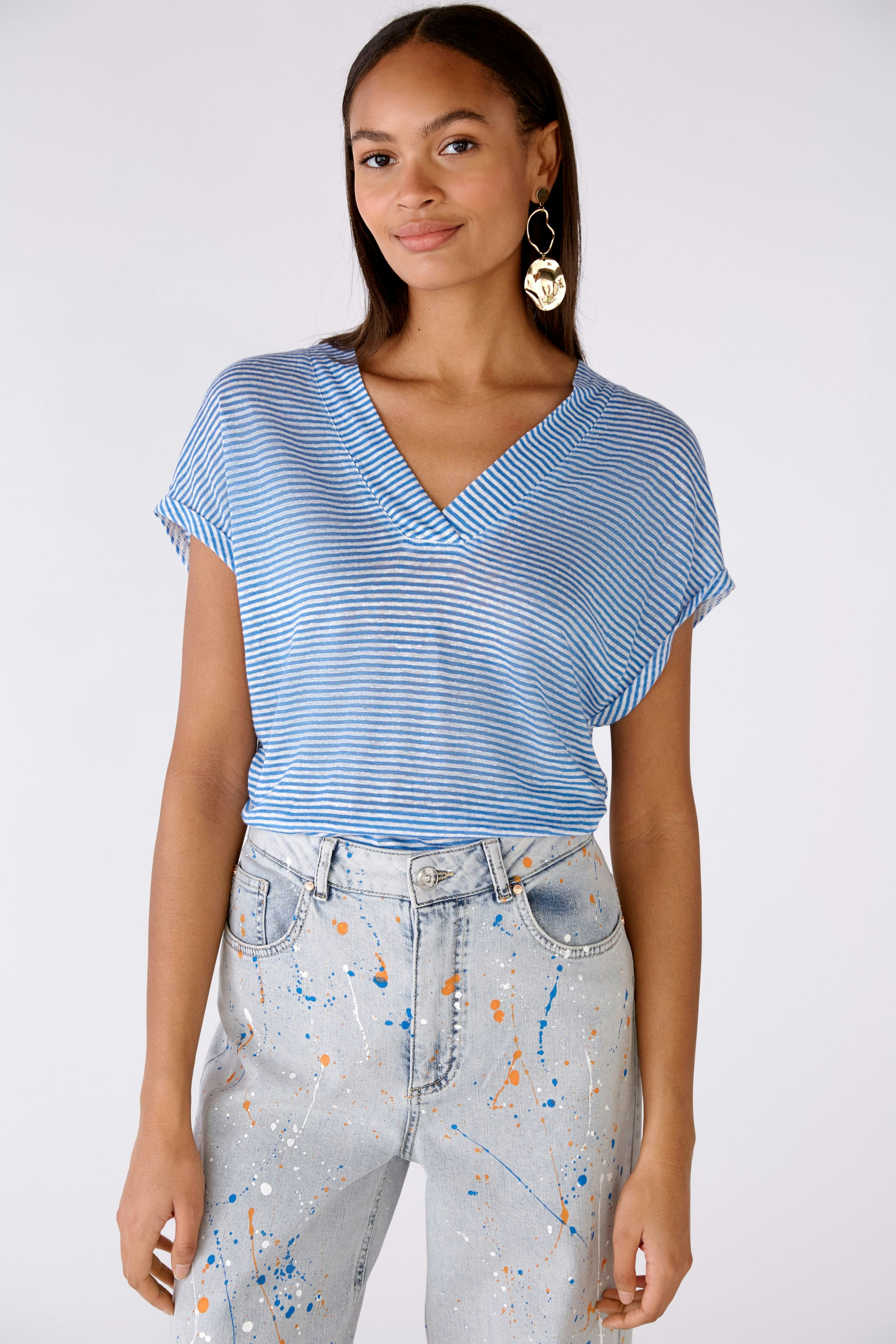 Bild 2 von T-Shirt 100% Leinen in lt blue white | Oui