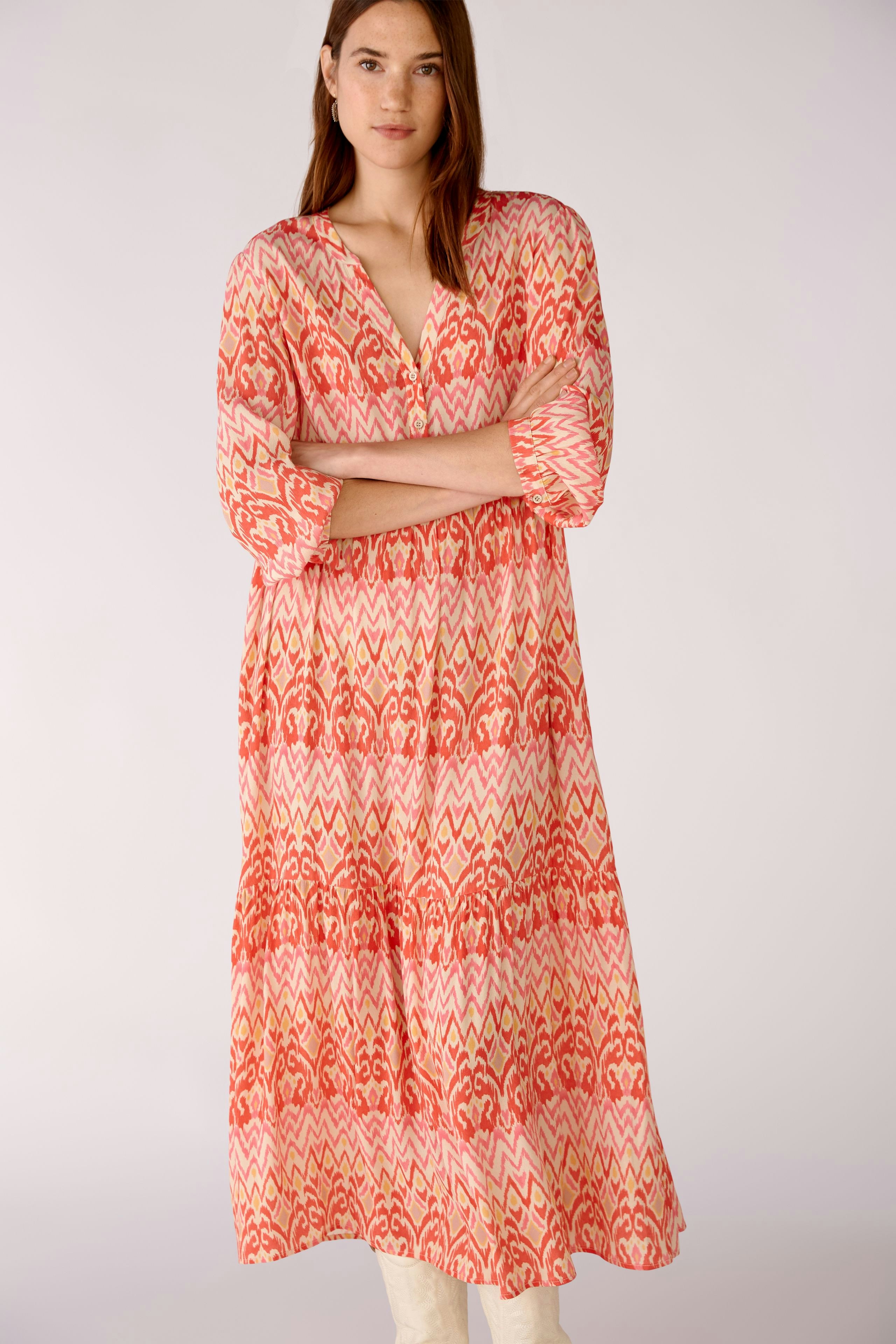 Bild 6 von Midi dress in flowing viscose in rose orange | Oui