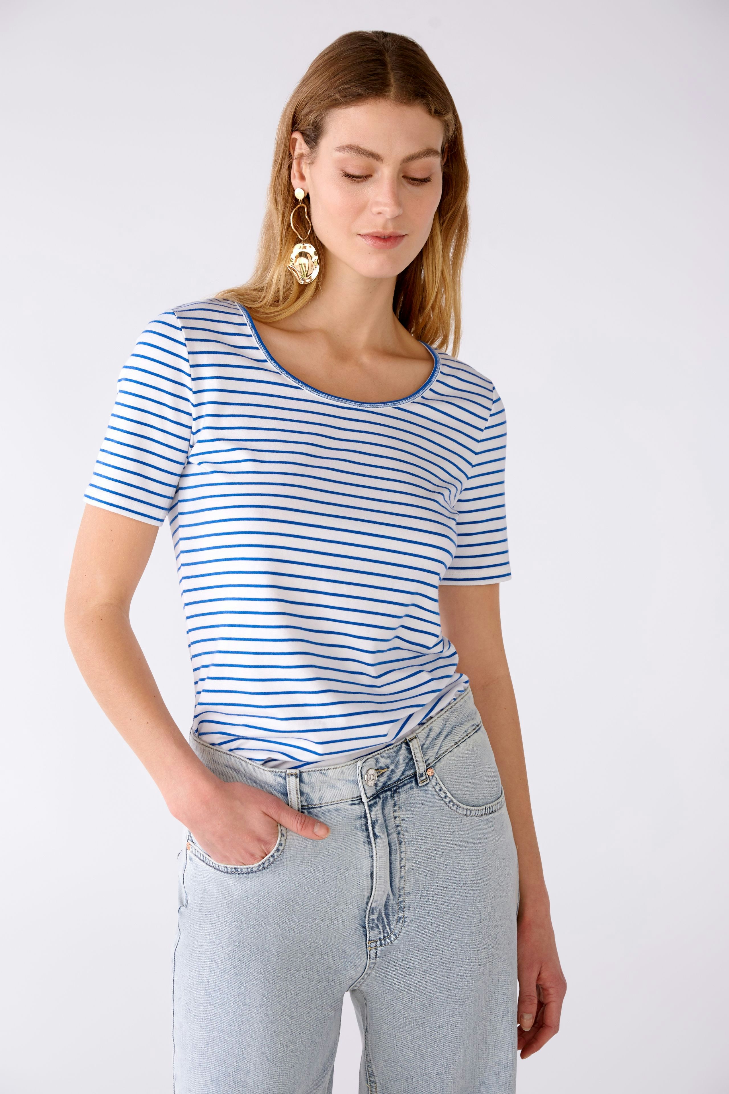 Bild 2 von T-Shirt elastische Baumwolle in white blue | Oui