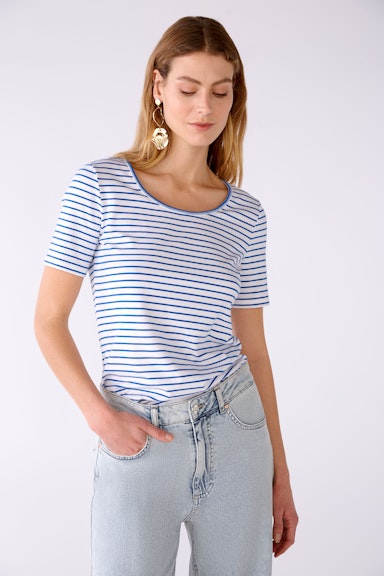 Bild 2 von T-shirt elastic cotton in white blue | Oui