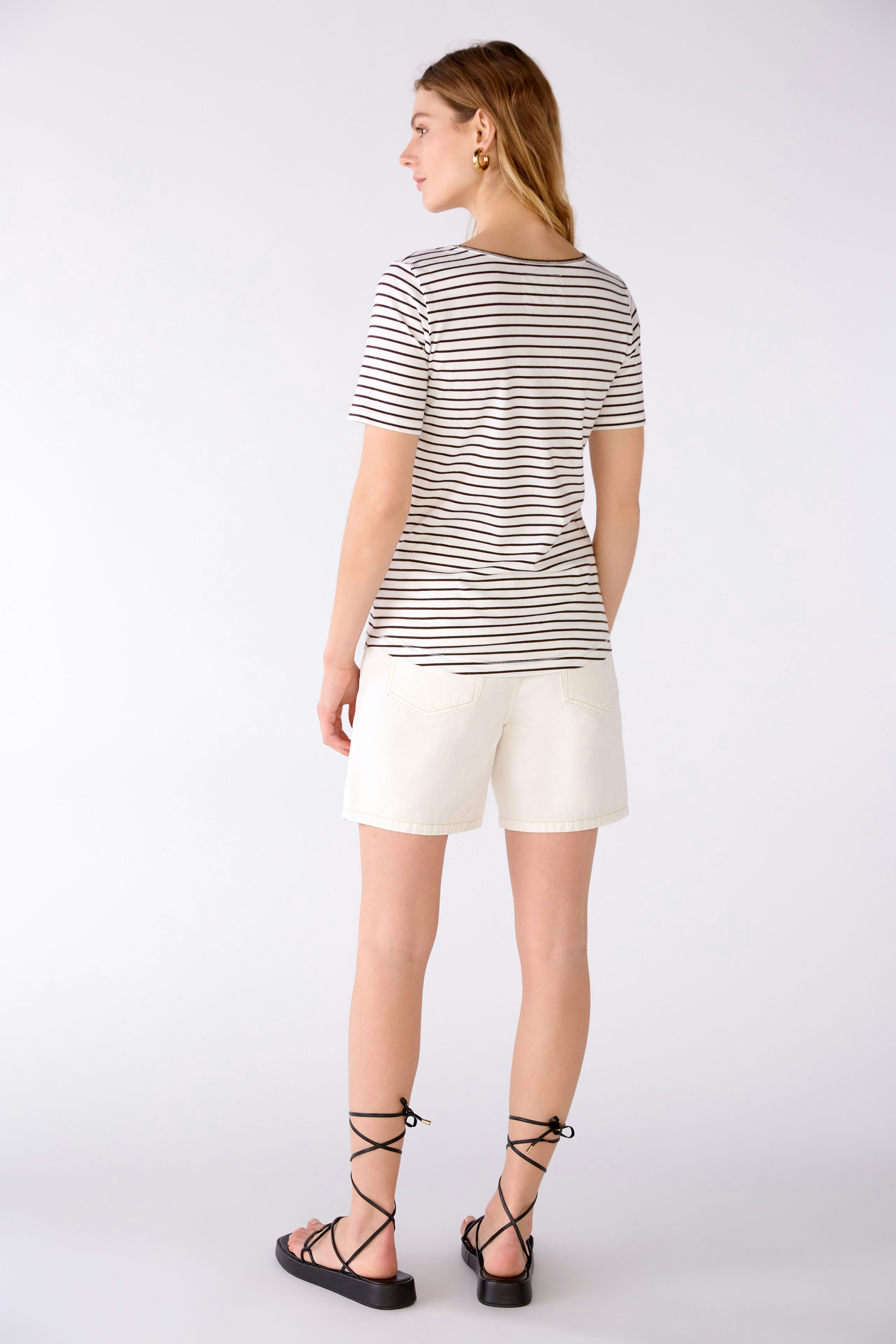 Bild 3 von T-Shirt elastische Baumwolle in white brown | Oui