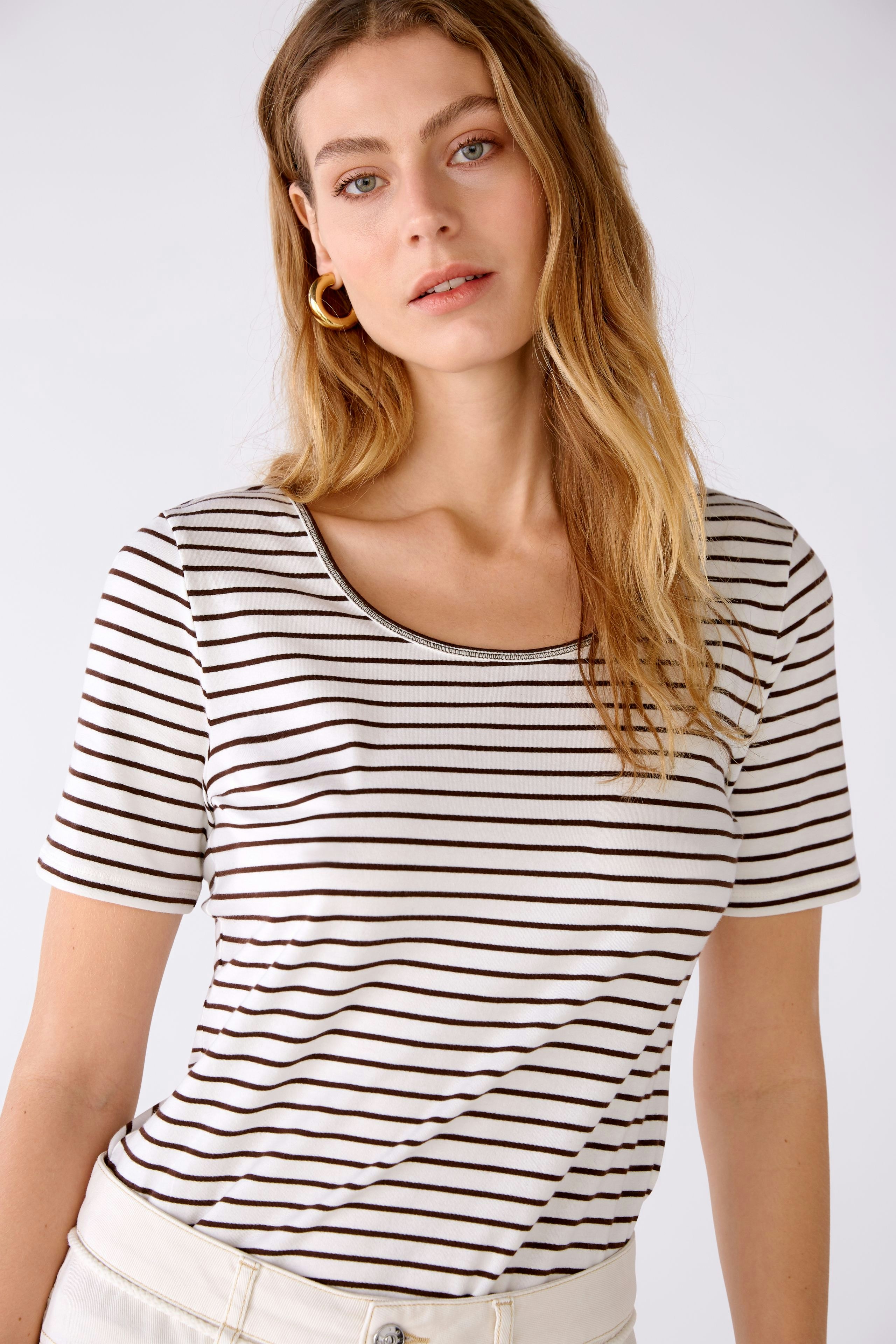 Bild 4 von T-Shirt elastische Baumwolle in white brown | Oui