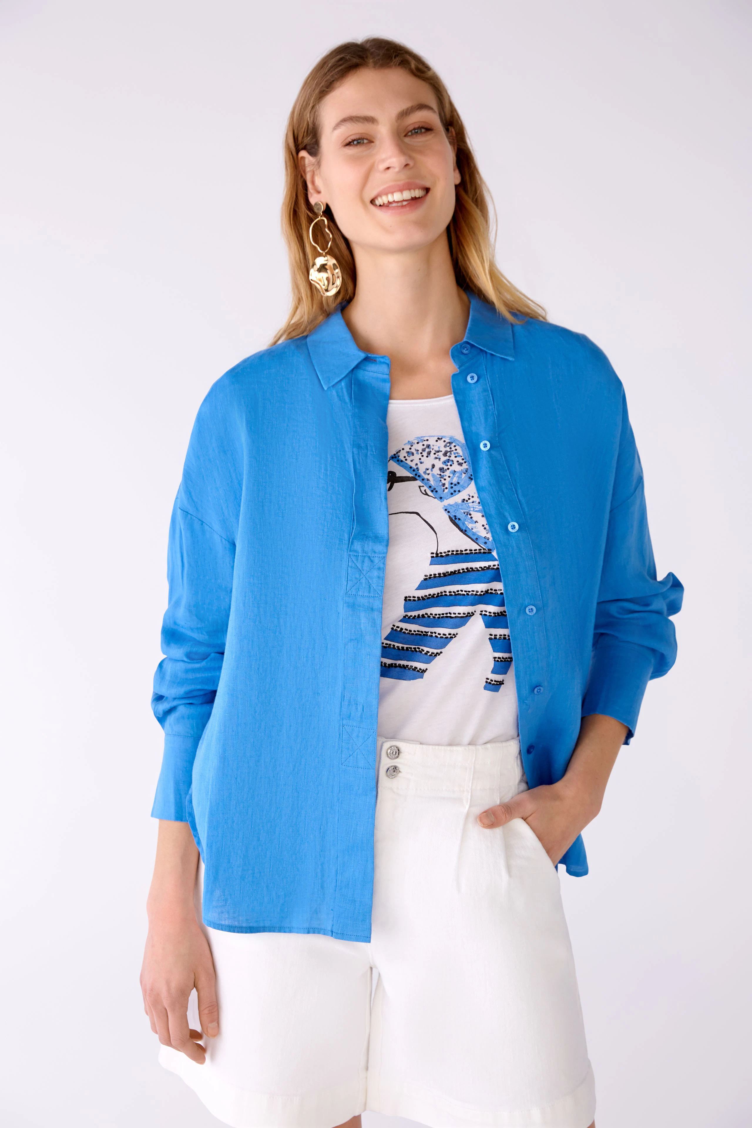 Image 3 of Shirt blouse 100% linen in campanula | Oui