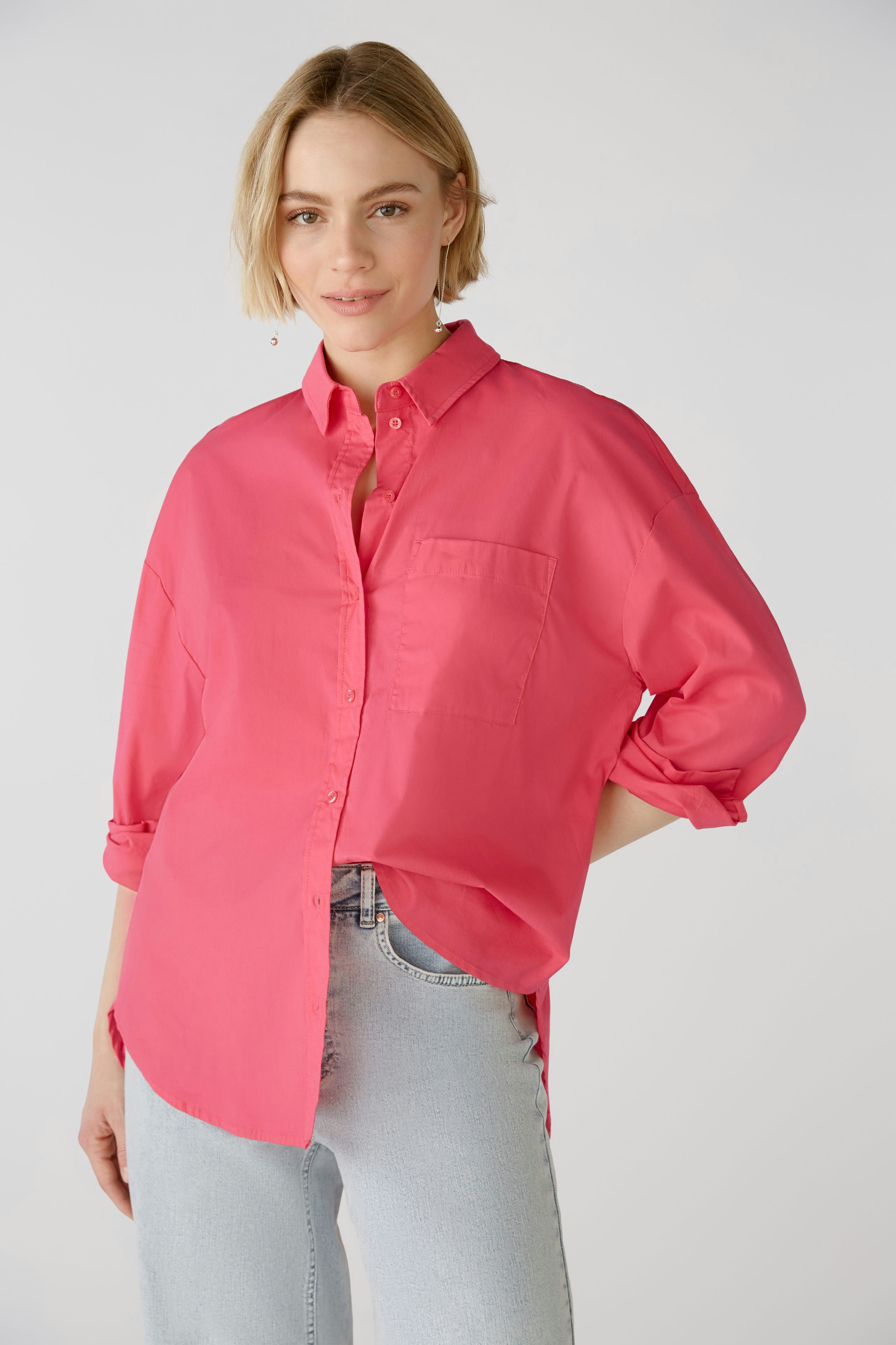 Bild 2 von Hemdbluse elastischer Baumwoll-Popeline in raspberry sorbet | Oui