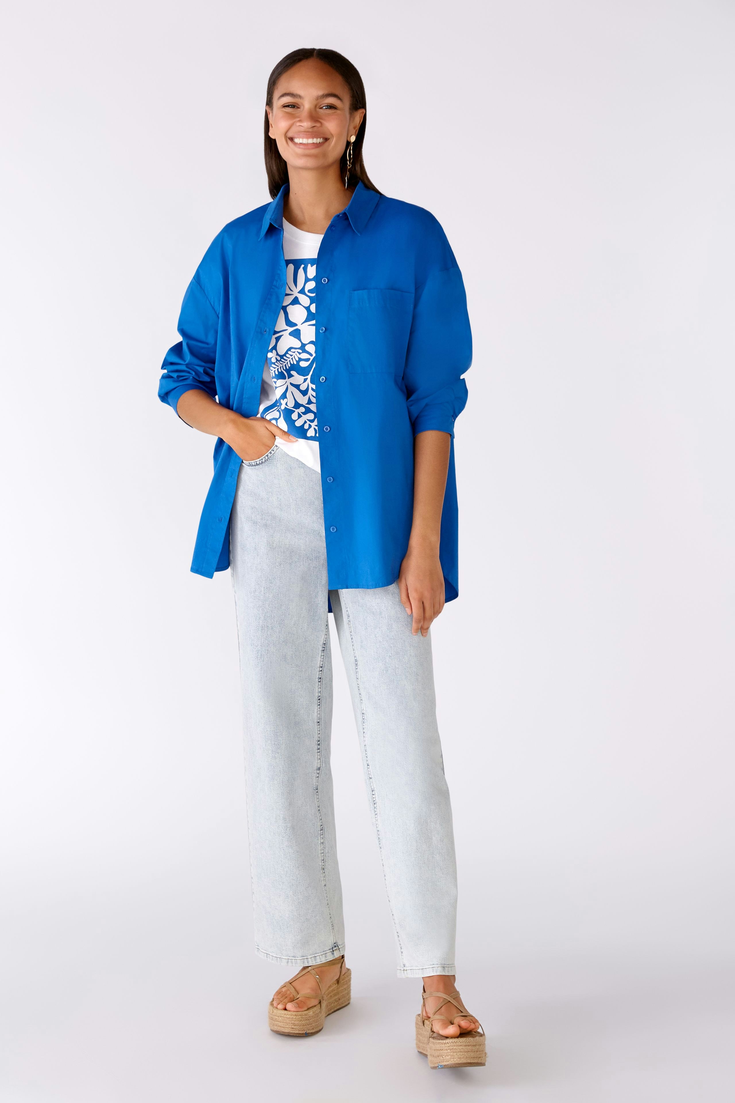 Bild 1 von Shirt blouse stretch cotton poplin in blue lolite | Oui