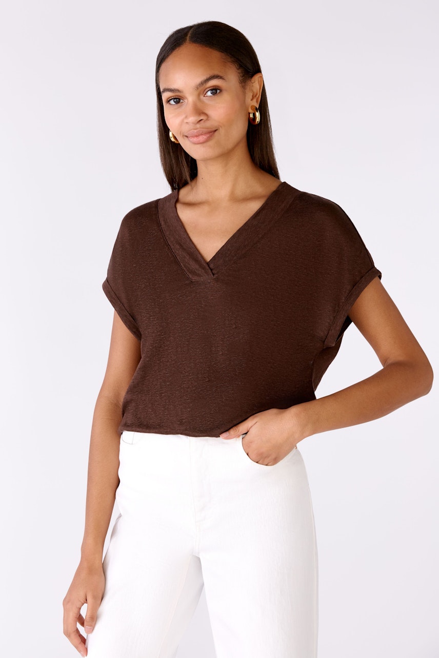 Bild 2 von T-Shirt 100% Leinen in chocolate fudge | Oui