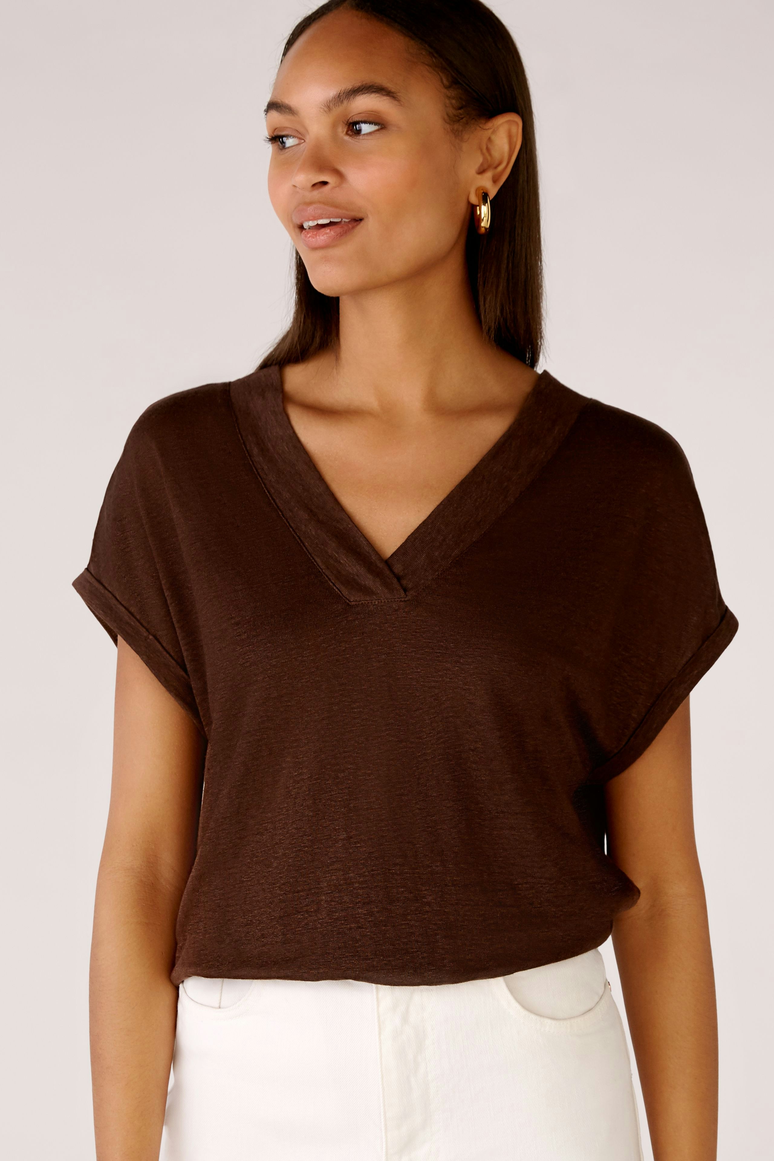 Bild 4 von T-shirt 100% linen in chocolate fudge | Oui
