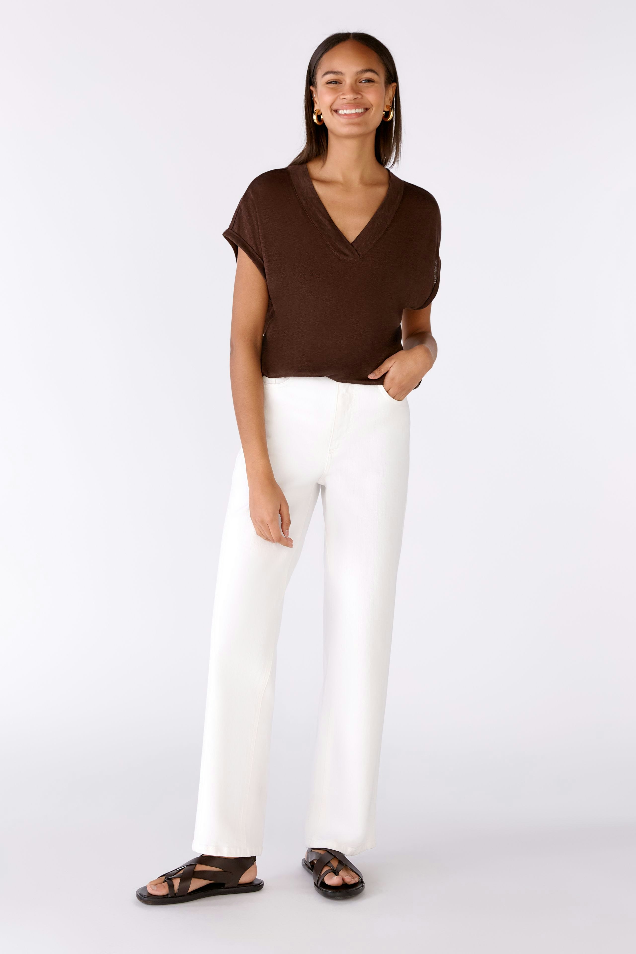 Bild 1 von T-shirt 100% linen in chocolate fudge | Oui