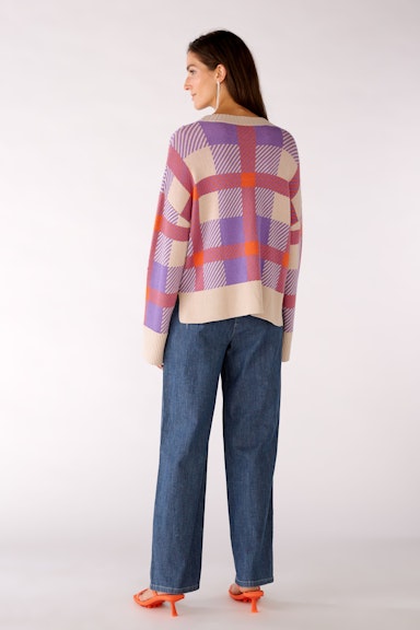 Bild 3 von Knitted pullover with check pattern in lilac orange | Oui