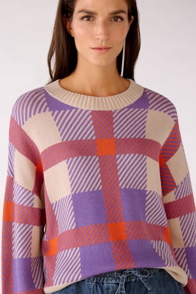 Bild 4 von Knitted pullover with check pattern in lilac orange | Oui