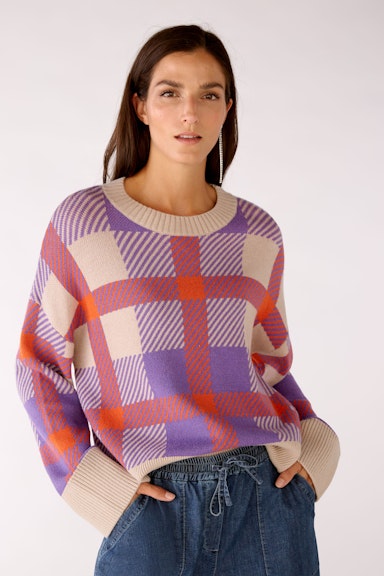 Bild 1 von Knitted pullover with check pattern in lilac orange | Oui