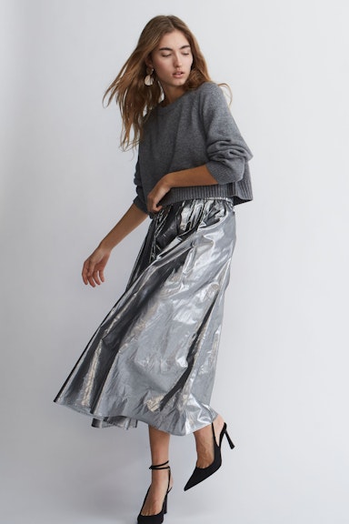 Bild 6 von Maxi skirt cotton taffeta in silver gunmetal | Oui