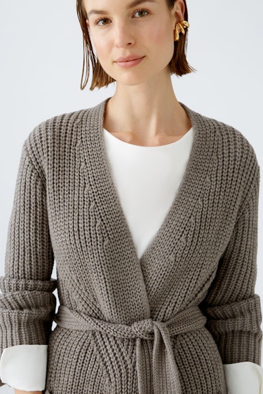 Bild 4 von Knitted coat with wool in smoky taupe | Oui