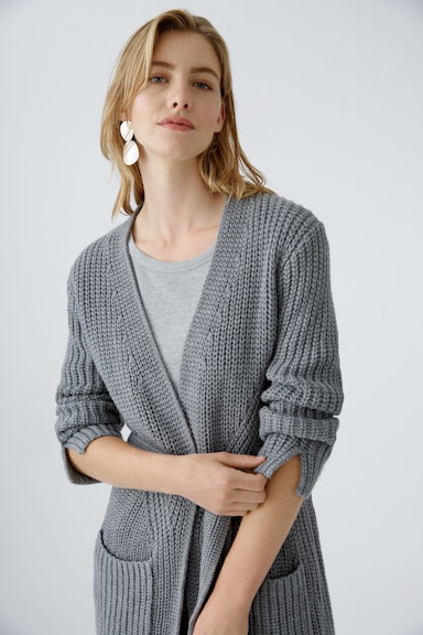 Bild 6 von Knitted coat with wool in grey | Oui