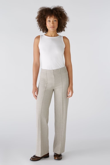 Bild 5 von Trousers cotton jersey in brown offwhite | Oui