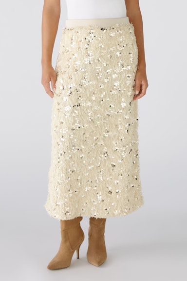 Bild 2 von Midi skirt feather optics in offwhite camel | Oui