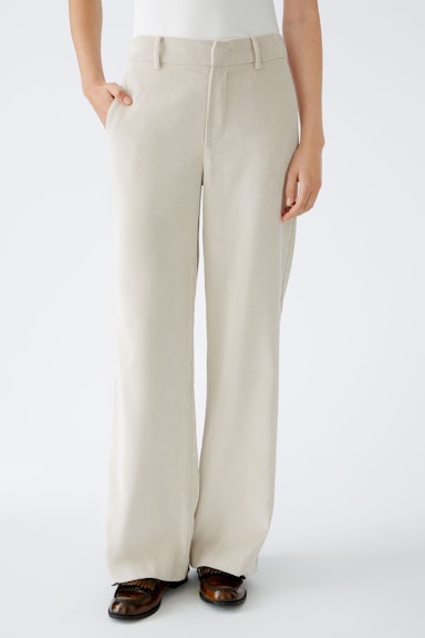 Bild 2 von Corduroy trousers straight leg, mid waist, long in light beige mel | Oui