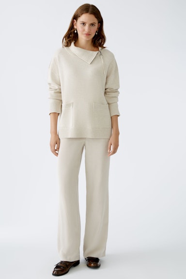 Bild 1 von Corduroy trousers straight leg, mid waist, long in light beige mel | Oui