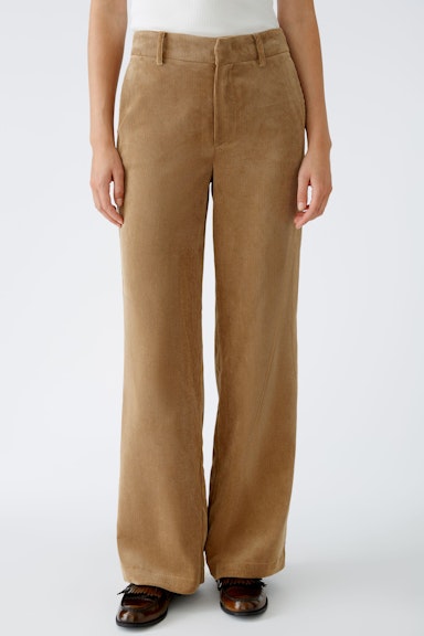 Bild 2 von Corduroy trousers straight leg, mid waist, long in camel | Oui