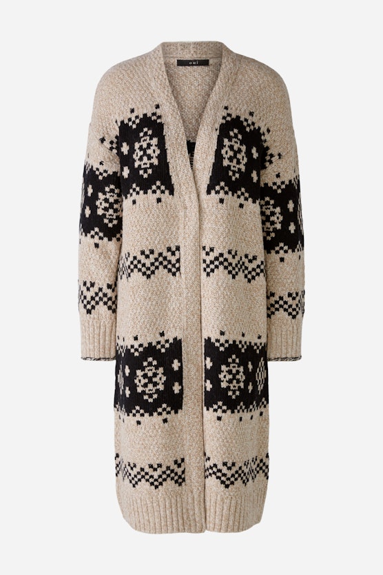 Knitted coat with cotton and wool