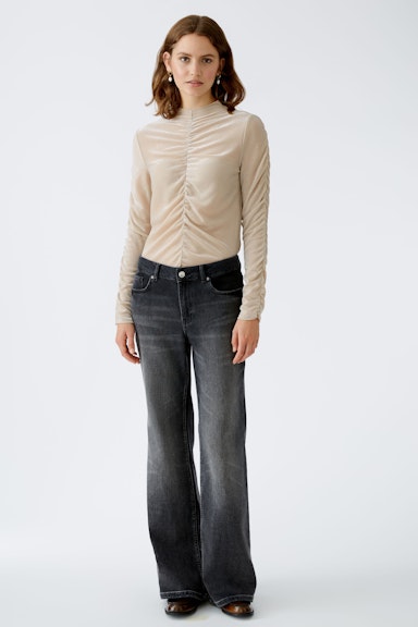 Bild 2 von Long-sleeved shirt in metal look in light beige mel | Oui