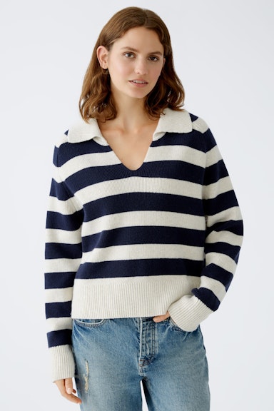 Bild 2 von Pullover Wolle - Modalmischung in white blue | Oui